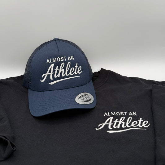 Almost an Athlete Set – Blue Hat + Black Tee